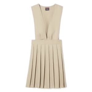 Beige and blue uniform Pleated Dress